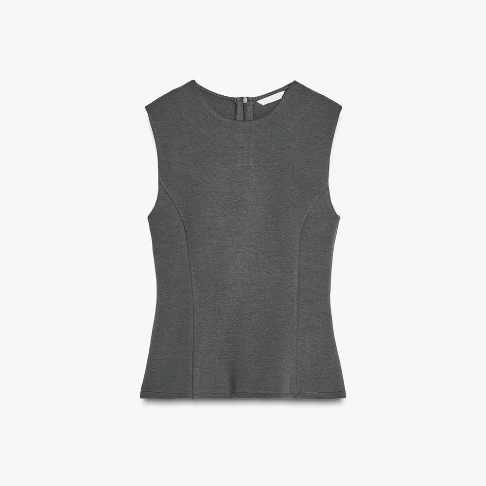 Zara Peplum Gray Sleeveless Top